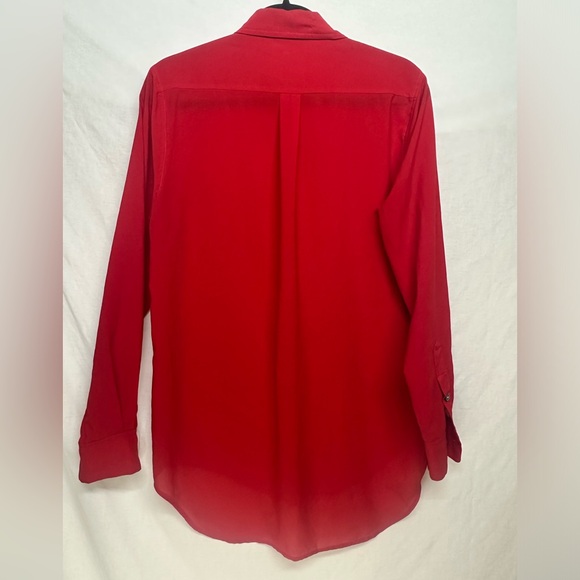 Two by Vince Camuto Women Red Long Sleeve Silk Blouse button detail size small‎ - Picture 10 of 11